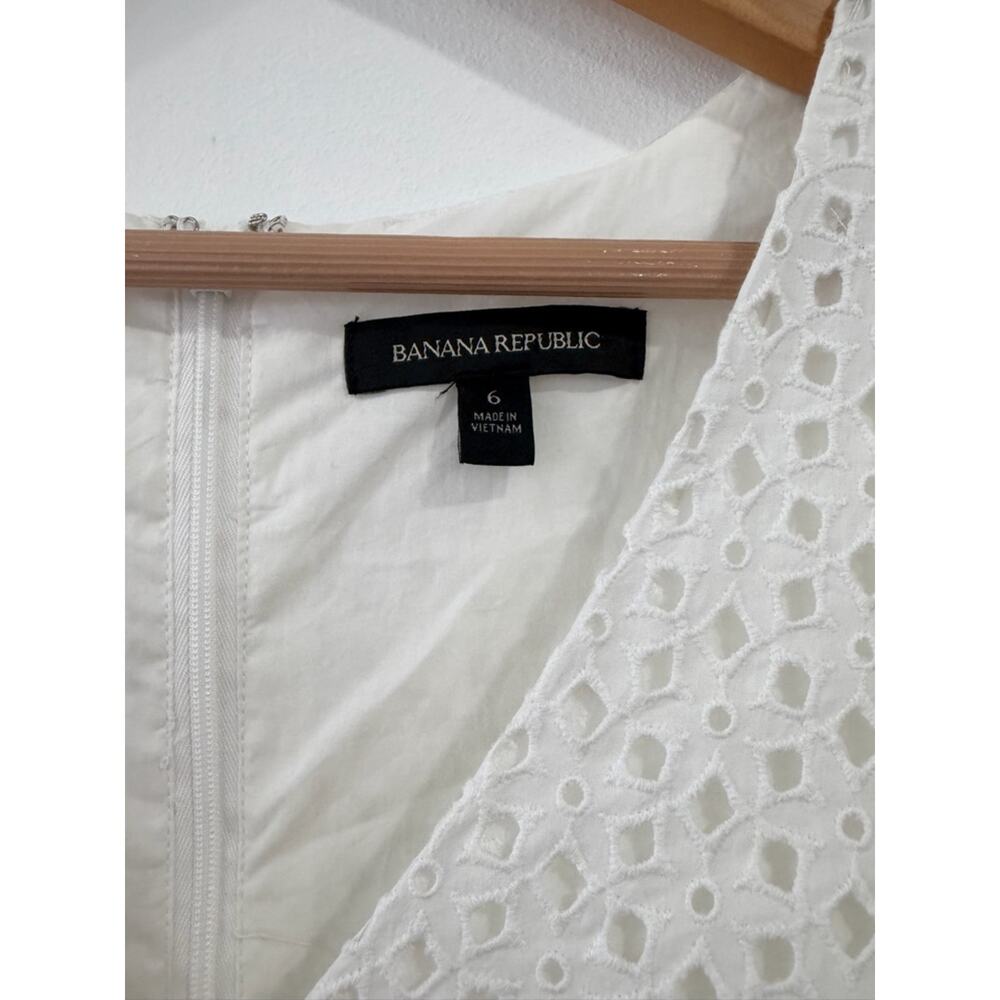 Banana Republic White Cotton Eyelet Drop Waist Dress 6 - Picture 8 of 12